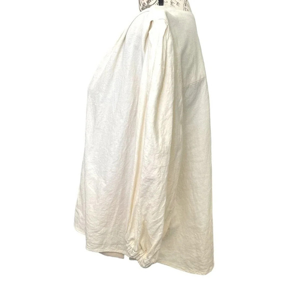 Zara TRF Collection Cream Puff Sleeve Linen Blend Top Size XL - Picture 6 of 7